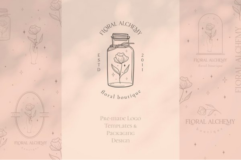 pre-made-logo-template-packaging-branding-kit-vintage-floral-logo
