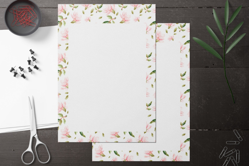 watercolor-magnolia-stationery-set