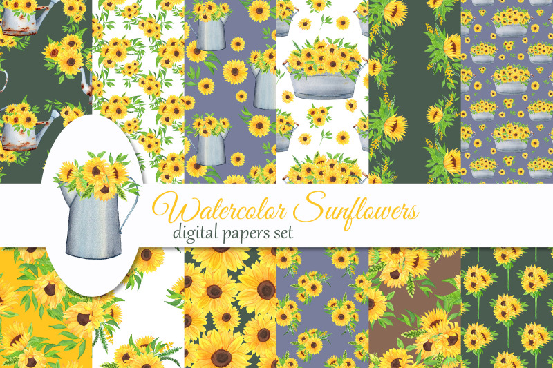 sunflowers-digital-paper-pack