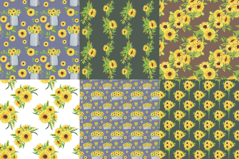 sunflowers-digital-paper-pack