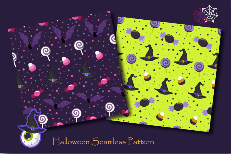 halloween-witch-cat-and-ghost-seamless-pattern