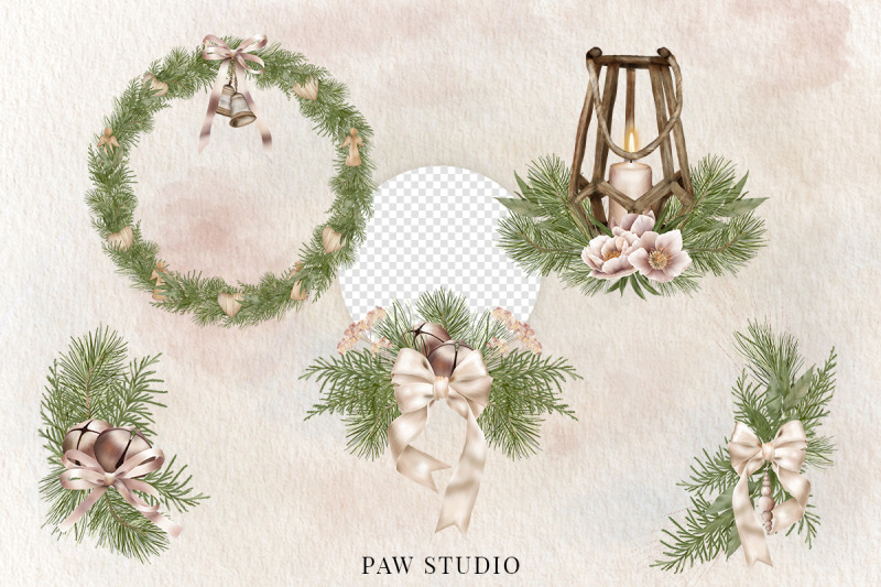 christmas-boho-border-bouquet-wreath-winter-decoration-holiday-clipart