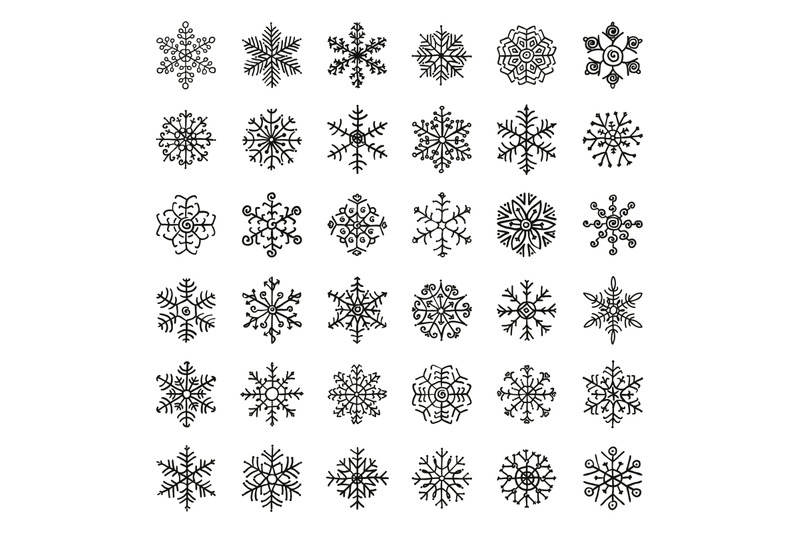 black-winter-snowflakes-doodles-hand-drawn-xmas-vector-illustration