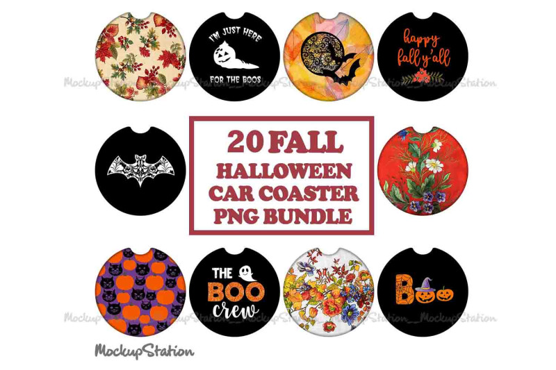 20-fall-halloween-car-coaster-sublimation-png-bundle