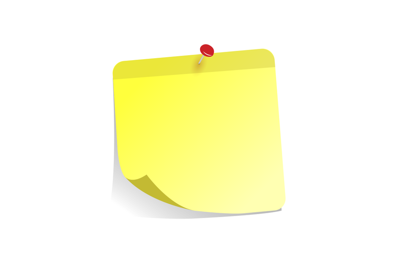 yellow-sticker-for-note-is-pinned-at-board