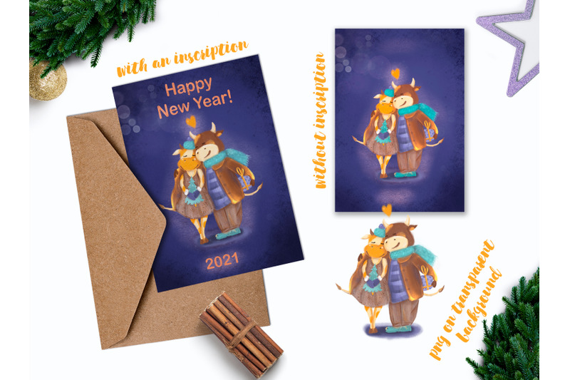 new-year-039-s-cards-and-cliparts-with-funny-cows-and-bulls-clipart-with