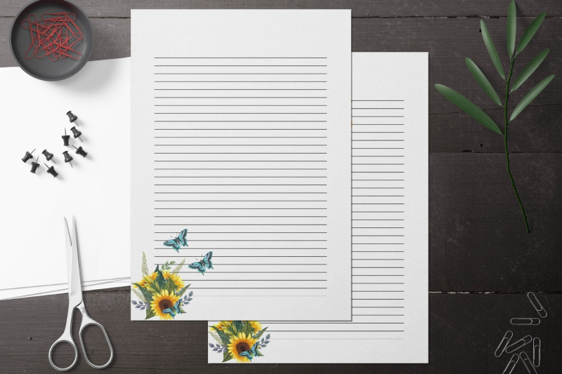 sunflowers-and-butterflies-stationery-papers