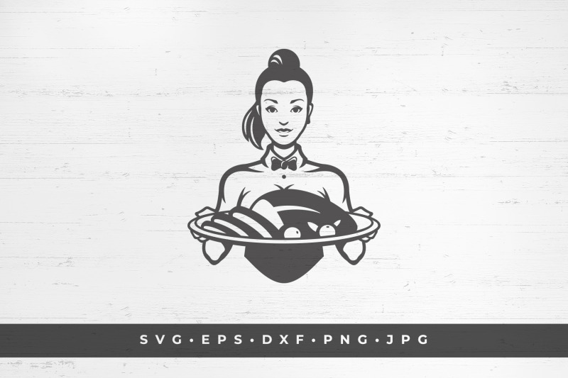 waitress-with-food-tray-vector-illustration-svg-png-dxf-eps-jpe