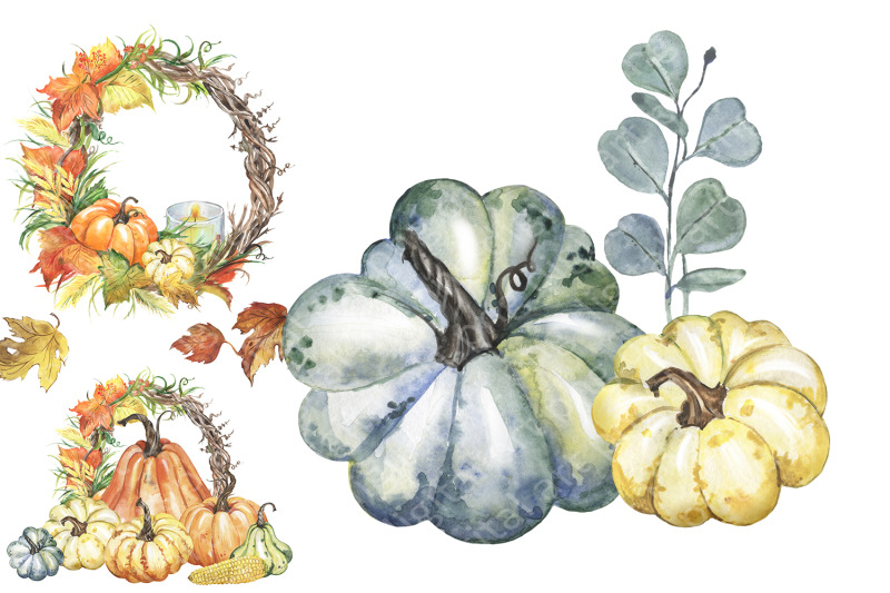 watercolor-pumpkin-clipart-with-autumn-wreath-png-autumn-harvest