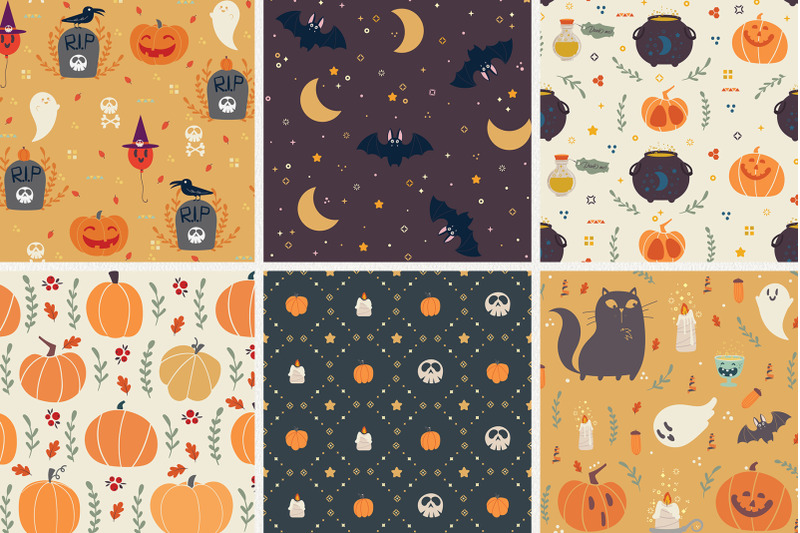 halloween-party-patterns-collection
