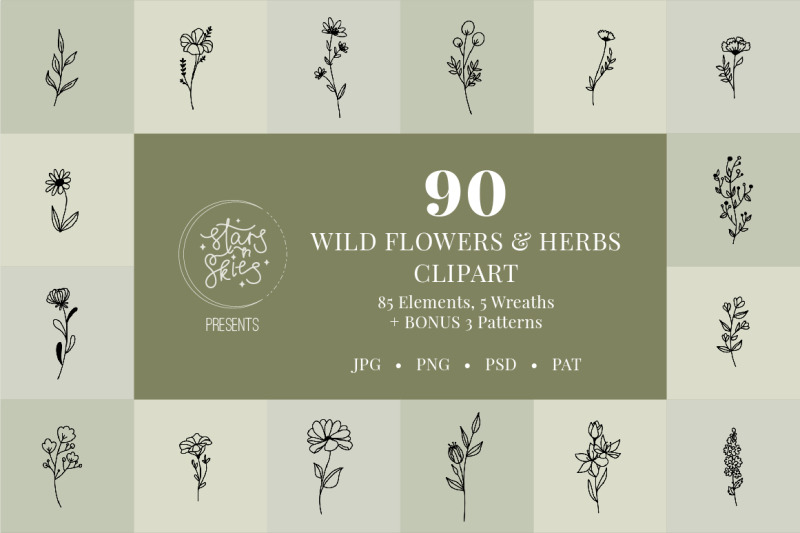wildflower-and-herbs-hand-drawn-clip-art-pack