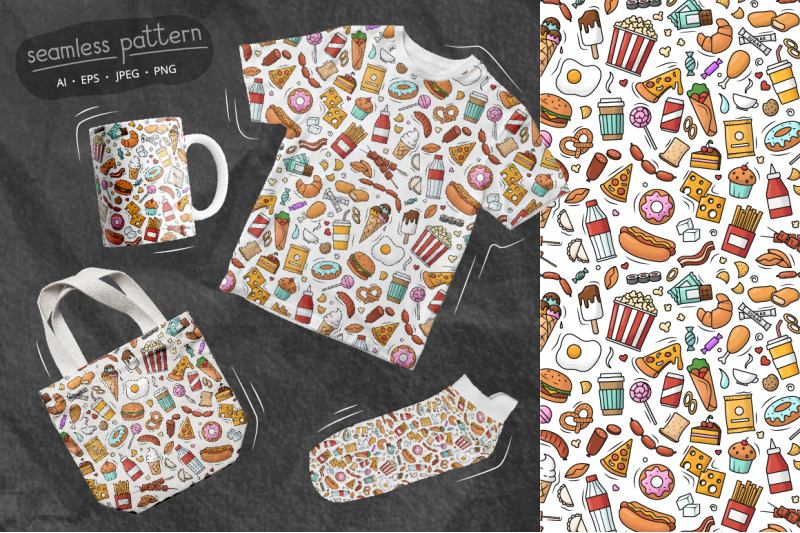 fast-food-elements-vector-big-set-stickers-patterns