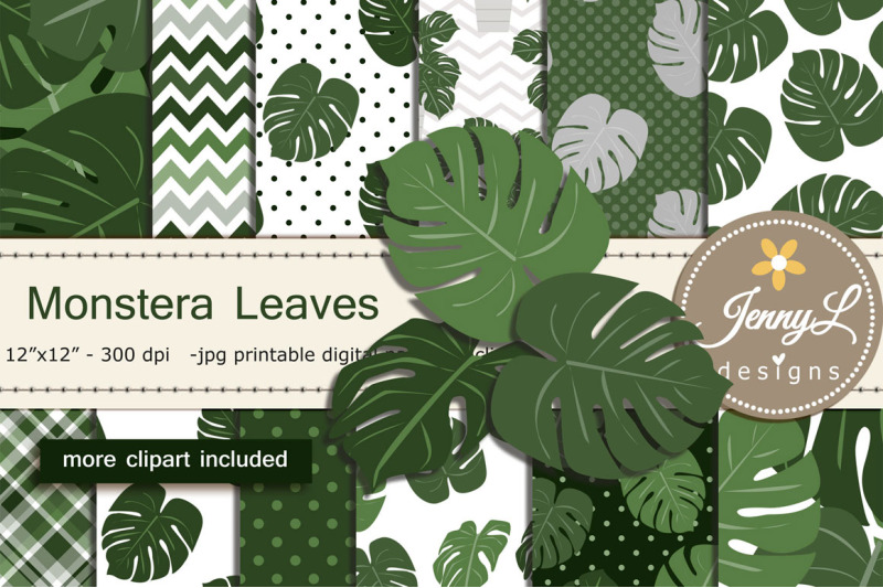 monstera-plant-digital-paper-and-clipart