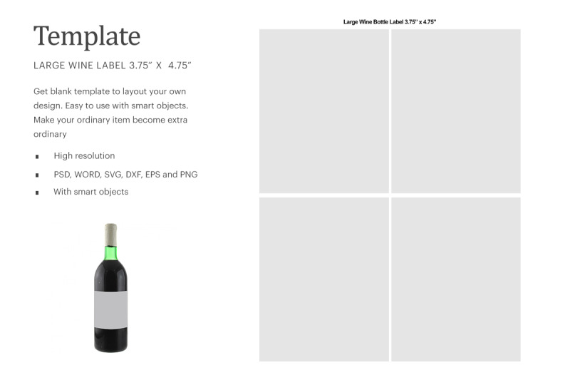 Large Wine Bottle Label 3.75" x 4.75" Branding Mockups