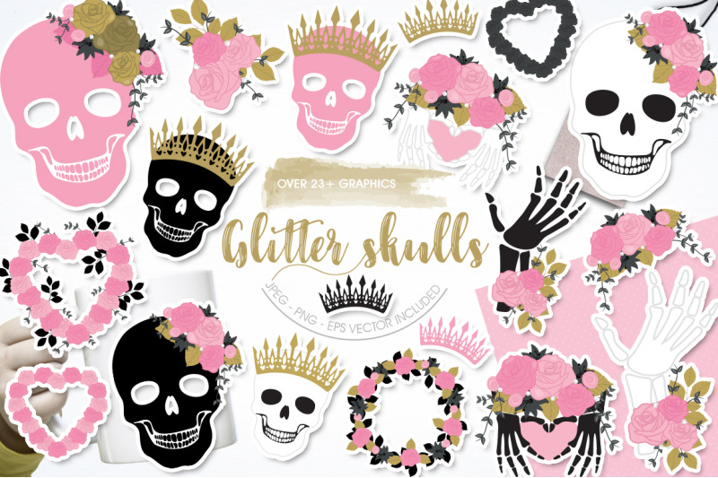 glitter-skulls