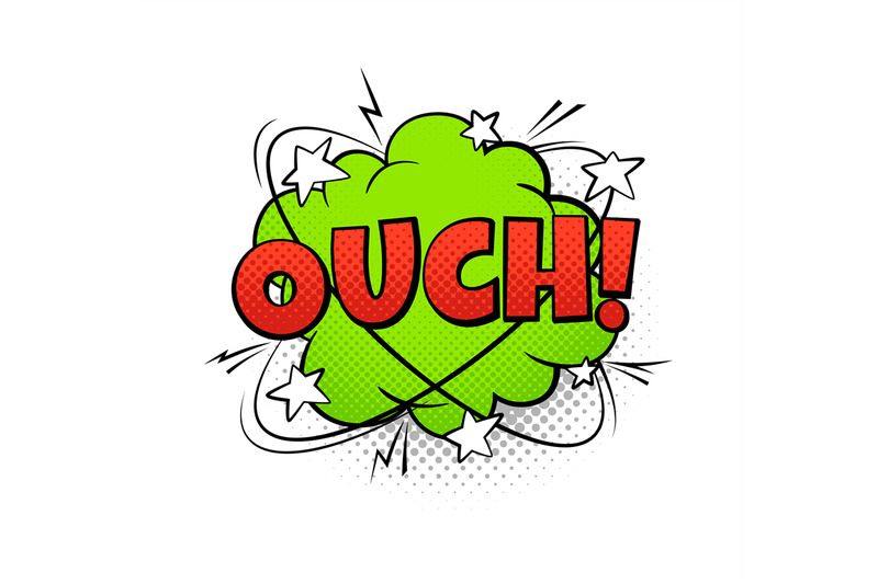 comics-balloon-ouch-text-cartoon-speech-bubble-red-green-and-white-c