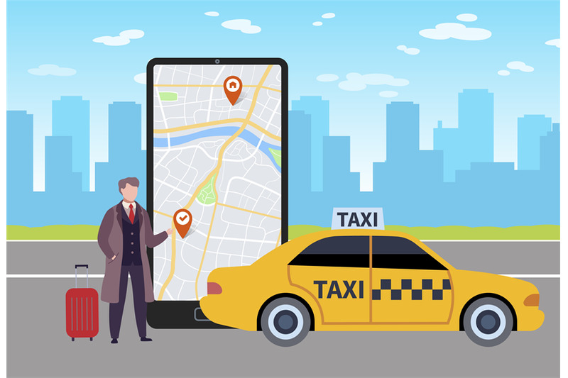 online-taxi-man-calls-taxi-through-application-in-smartphone-map-on