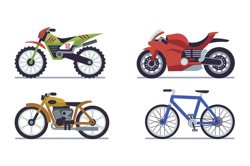 set-of-vehicles-racing-motorcycles-sports-mountain-bike-for-road-rac