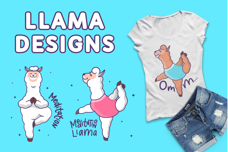 llamas-in-yoga-t-shirt-designs