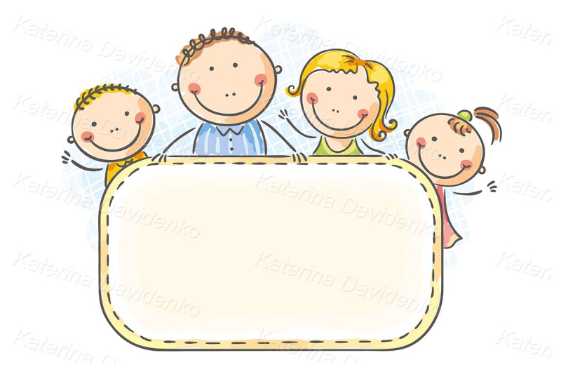 happy-family-with-two-children-with-a-blank-frame