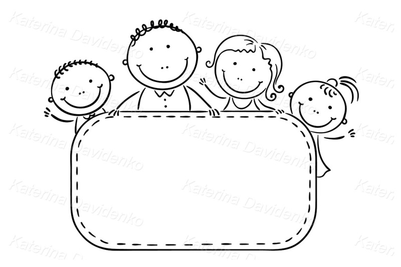 happy-family-with-two-children-with-a-blank-frame