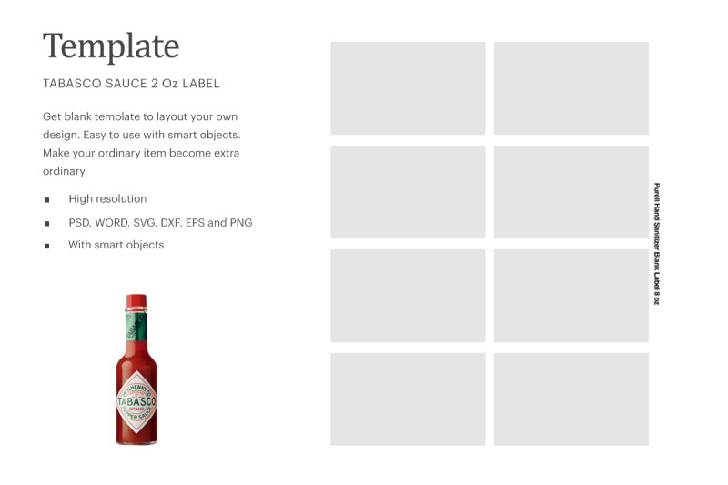 Tobasco Sauce 2oz Blank Label| Compatible With Silhouette Studio PSD
Mockups