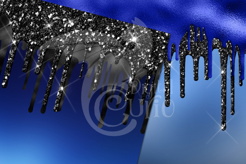 blue-and-black-dripping-glitter-digital-paper