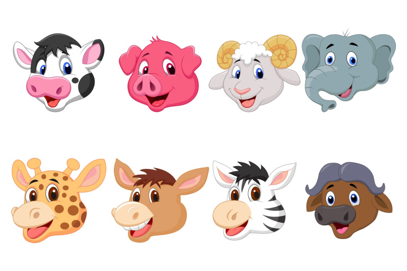 set-of-sixteen-cute-head-animals-bundle