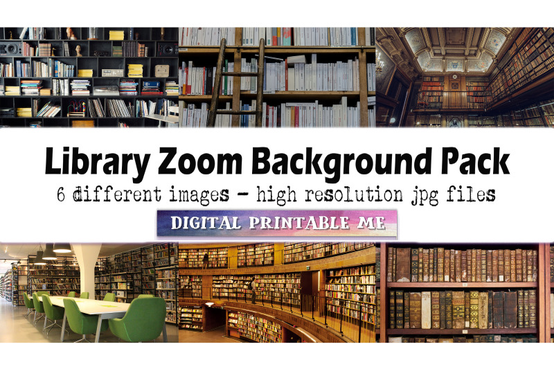 library-zoom-background-pack-6-digital-download-images-library-backg