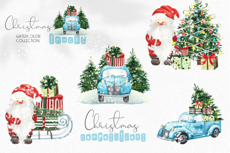 watercolor-christmas-trucks