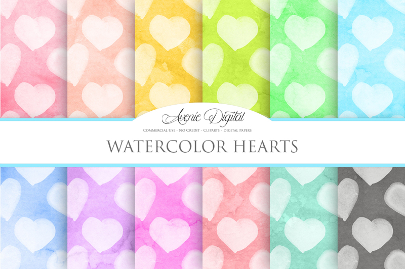 watercolour-hearts-digital-paper