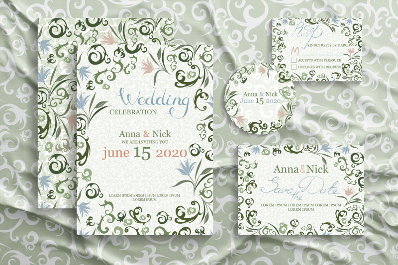 green-wedding-invitation-cards-templates