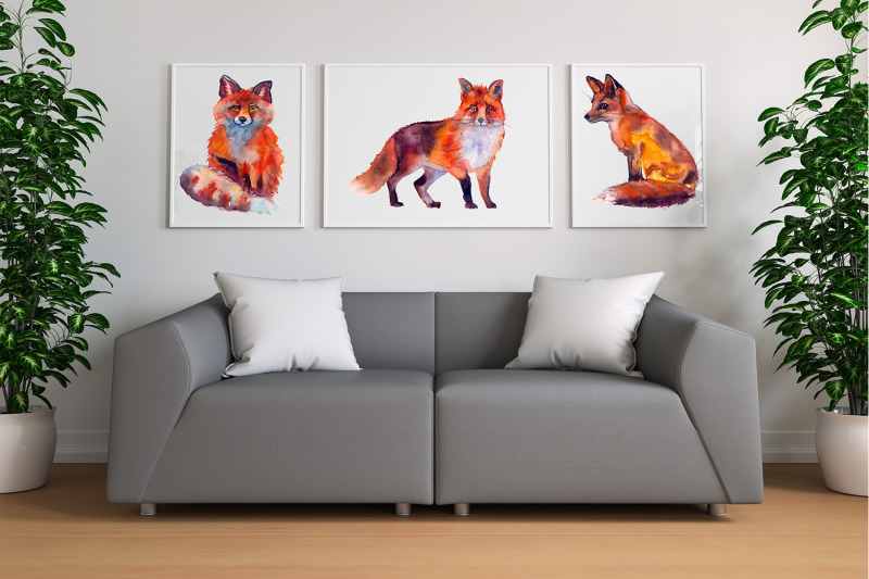 autumn-watercolor-fox-animals-clipart