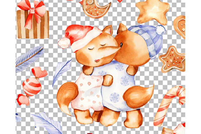 fox-watercolor-christmas-clipart-my-first-christmas-nursery-art-cute
