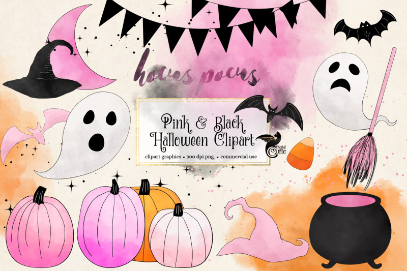 pink-and-black-halloween-clipart