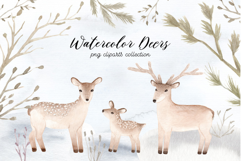 watercolor-christmas-deers-cliparts