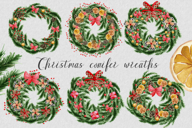 watercolor-festive-set-christmas-wreaths