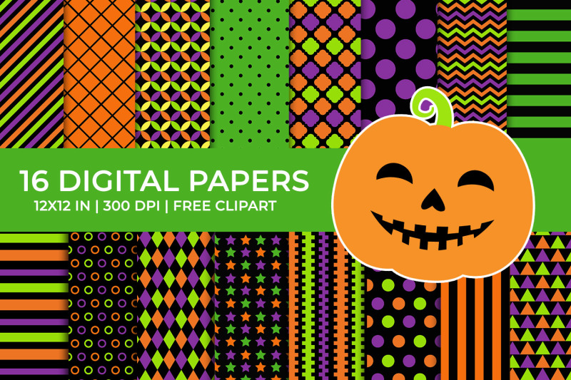 halloween-digital-papers-set-free-pumpkin-clipart