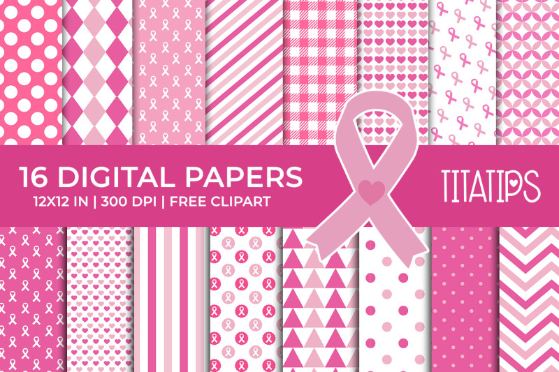breast-cancer-awareness-digital-papers-pink-ribbon-patterns