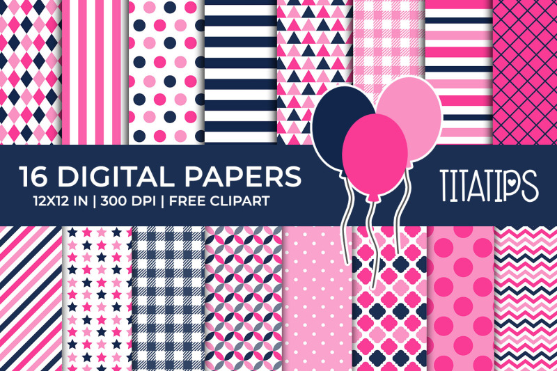fuchsia-and-blue-navy-digital-papers-set-free-balloons-clipart
