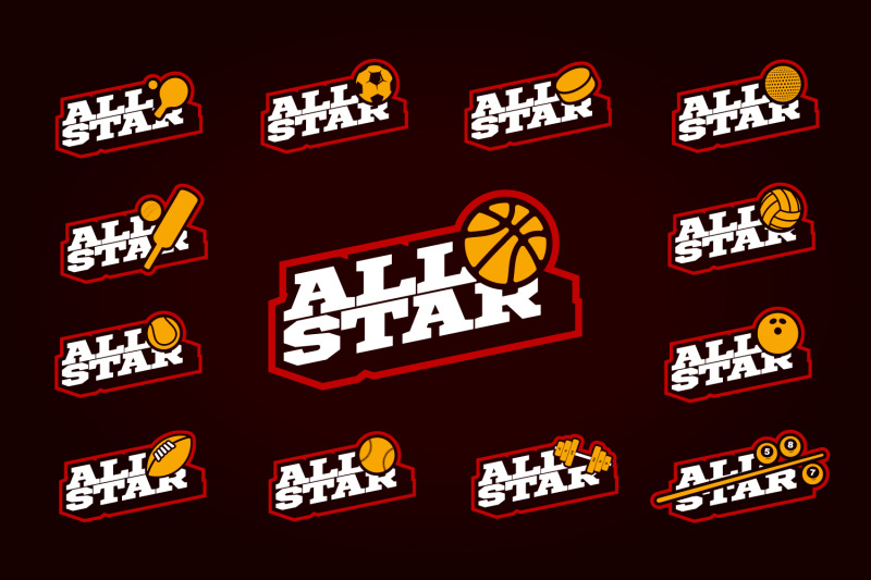 all-star-sport-emblem-logo-set