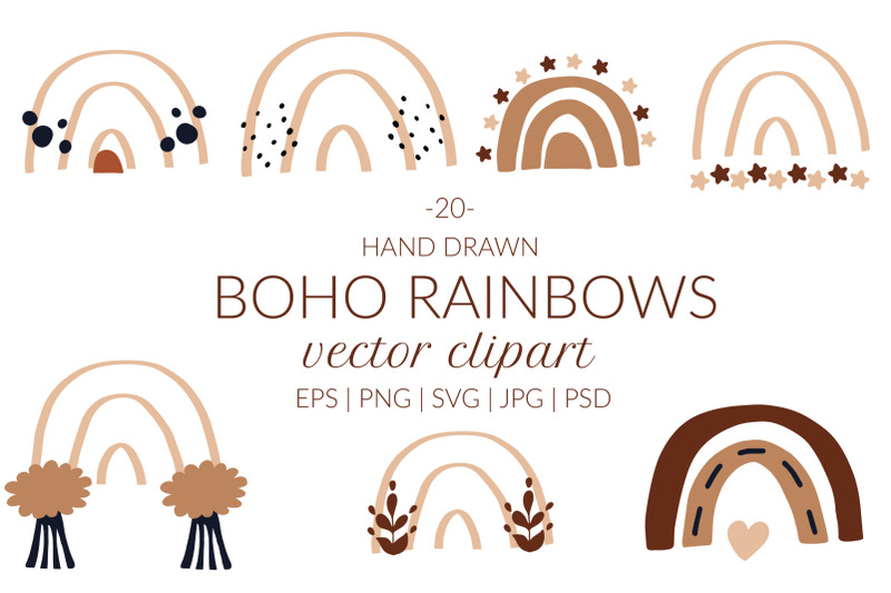 rainbow-svg-boho-rainbow-svg-cricut-boho-rainbow-clipart-modern-rai