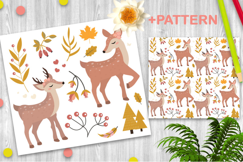 cute-fawn-autumn-forest-set