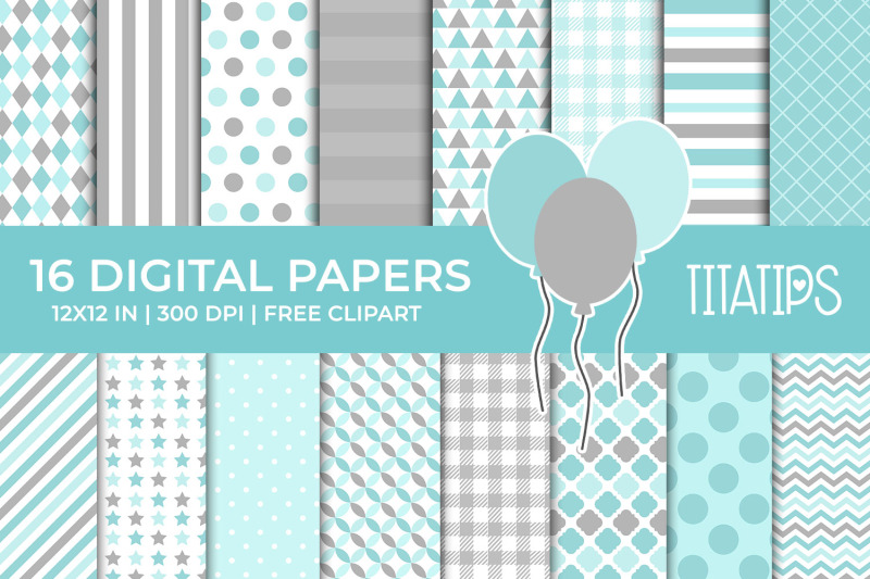 light-blue-amp-gray-digital-papers-set-free-balloons-clipart