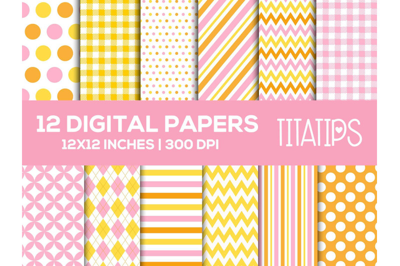 pink-and-yellow-digital-papers-set-baby-shower-patterns