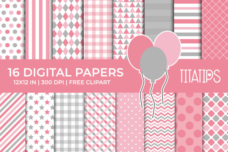 pink-amp-gray-digital-papers-set-free-balloons-clipart
