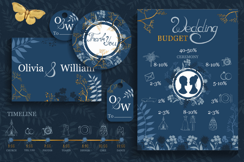 blue-amp-amp-gold-wedding-cards-template-vector