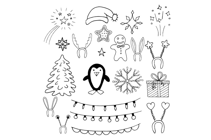 christmas-set-hand-drawn-sketch-cute-doodle