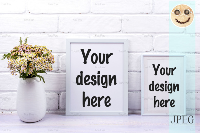 two-white-poster-frames-mockup-with-pink-yarrow