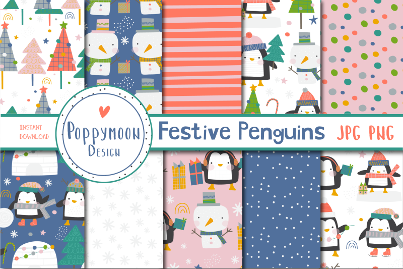 festive-penguins-paper-set